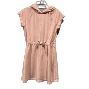Hanna Andersson Terry Cloth Swim Cover Up Dress Hood Pink Beach Girls 150 sz 12